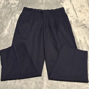 Feldini Mens Vintage Wool Blend Dress Pants Dark Blue Trousers Size 38x37